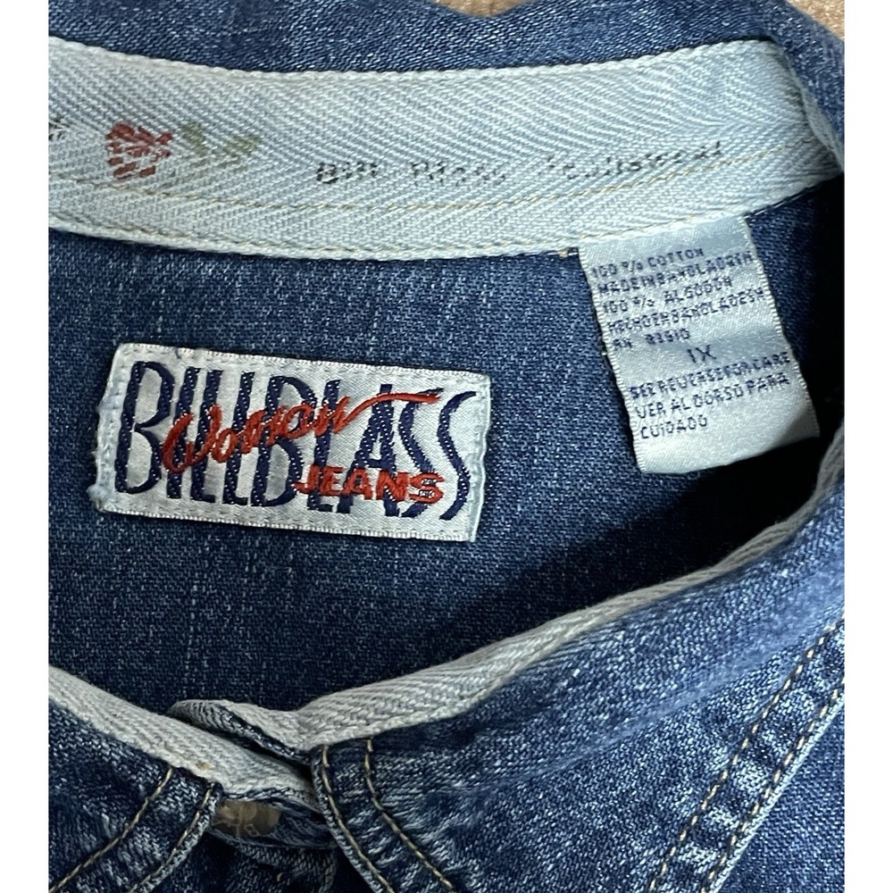 Bill Blass‎ womens Denim Blue Jean Button Down Shirt Size 1X  Vintage preppy